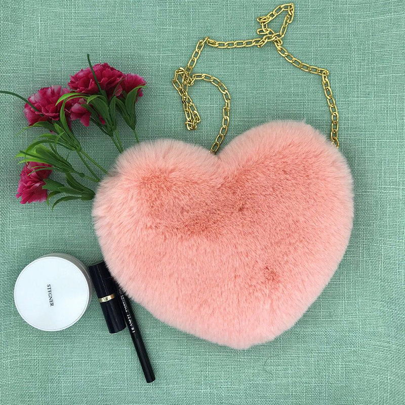 Pink Plush Heart Handbag