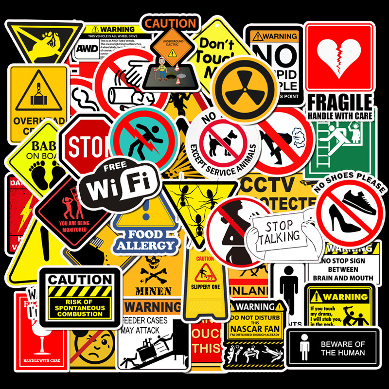 Warning Warning Sign Stickers Cross Border Amazon - Image 6