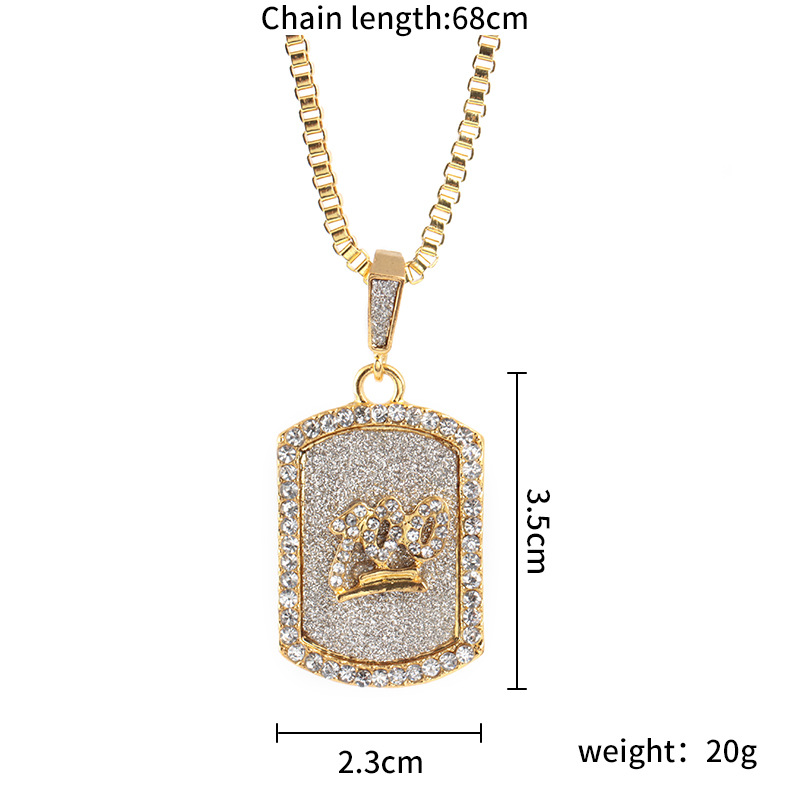 Full Diamond 100 Points Army Brand Dog Tag Pendant