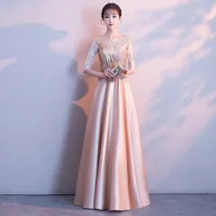 Elegant Catwalk Party Dress Host Back Door - Champagne - View 1