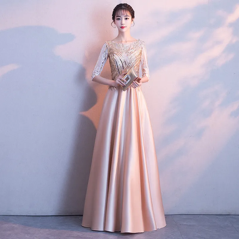 Elegant Catwalk Party Dress Host Back Door - Champagne