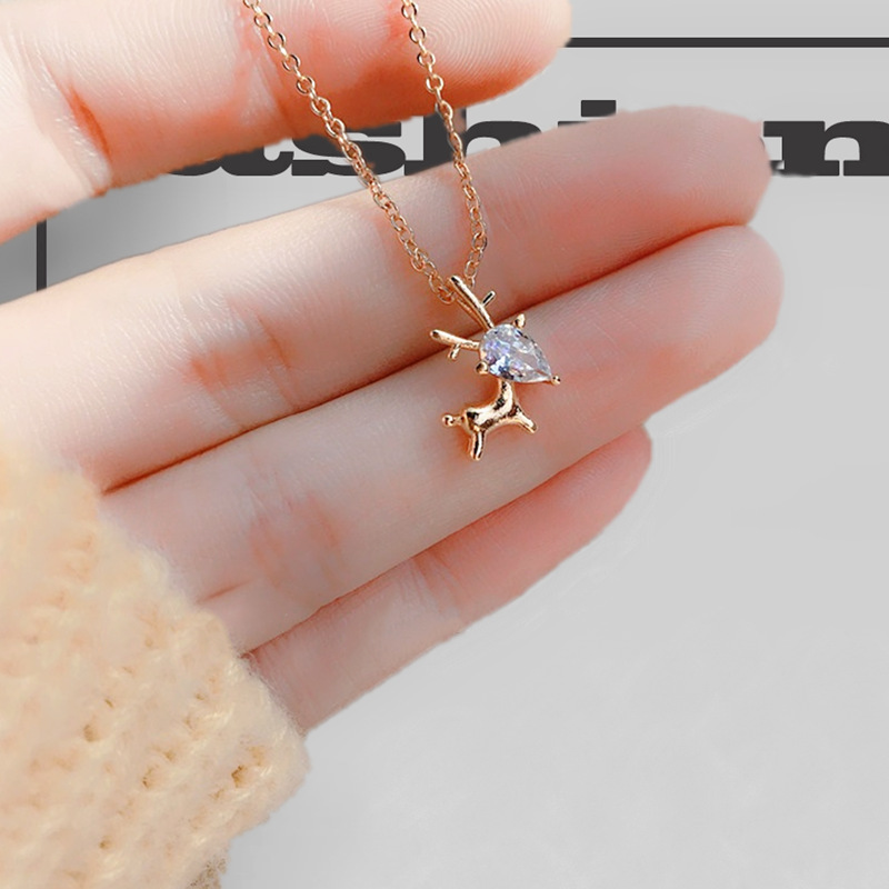 Women's Diamond Inlaid Deer Necklace