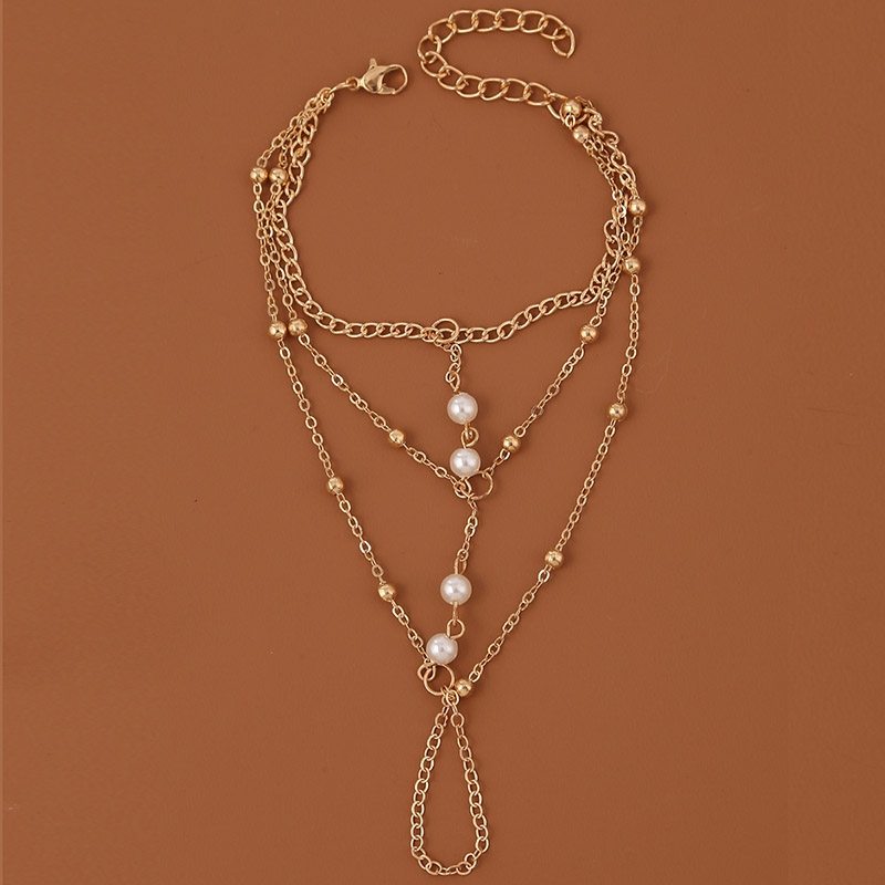 Women's Ins Trend Pearl Multi-layer Finger Chain Bracelet