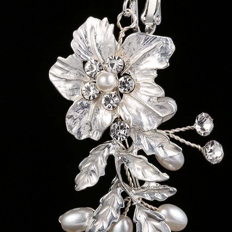 Bridal Earrings Flower Beads Without Piercing