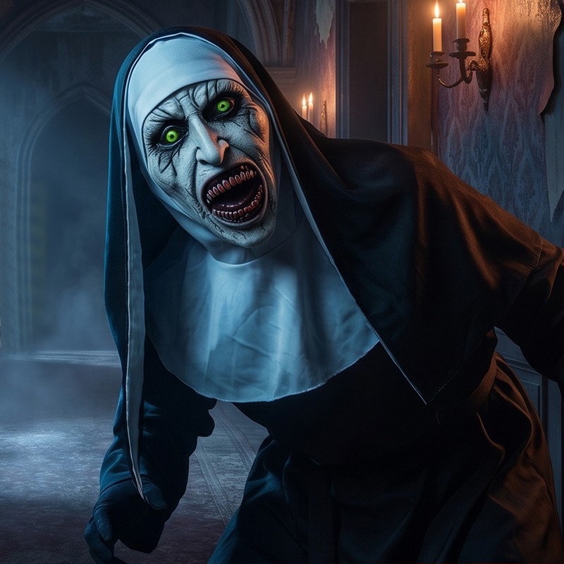 Valak The Nun Full Head Latex Mask Conjuring Horror Halloween Cosplay Accessory — image 4