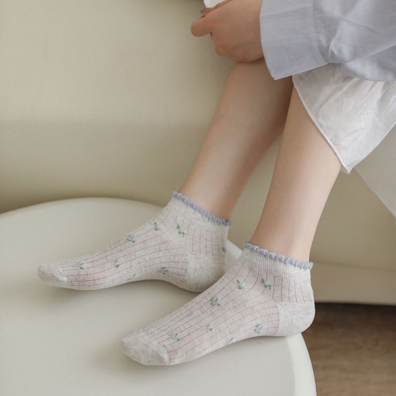 Summer Thin Versatile Spring Summer Girl Blue Japanese Socks Children's Thin Hollow Out... thumbnail 3