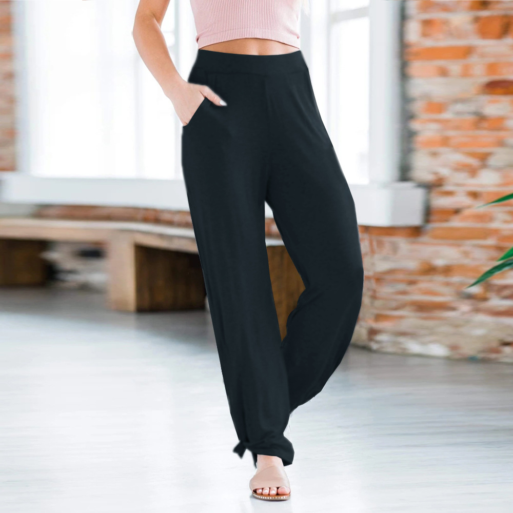 Women's Casual Knitted Trousers With Knotted Slits