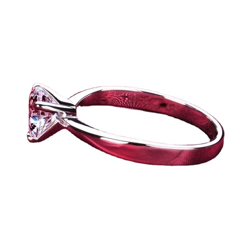 Romantic And Stylish 925 Silver Heart Shape Diamond Ring