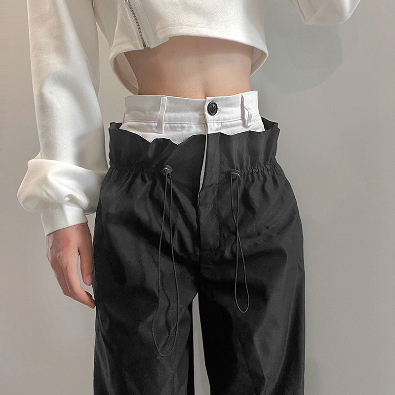 Title 2, Pantalon droit décontracté taille haute style r...