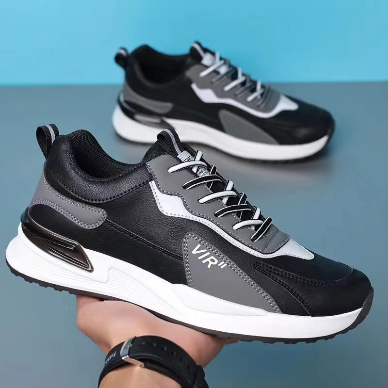 Men's Color Block Mesh Shoes Fashion Casual Lace-up Sneakers Outdoor Breathable Running Sports Shoes - Image 3