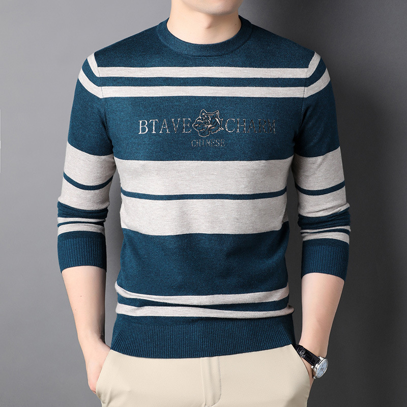 Middle-aged Round Neck Sweater Knitted Thin Bottoming Shirt Autumn Coat