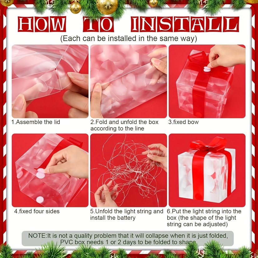 New Christmas Gift Box 3-piece Folding Christmas Gift Box Light Up Valentine Gift Box Christmas Lights — foto 4