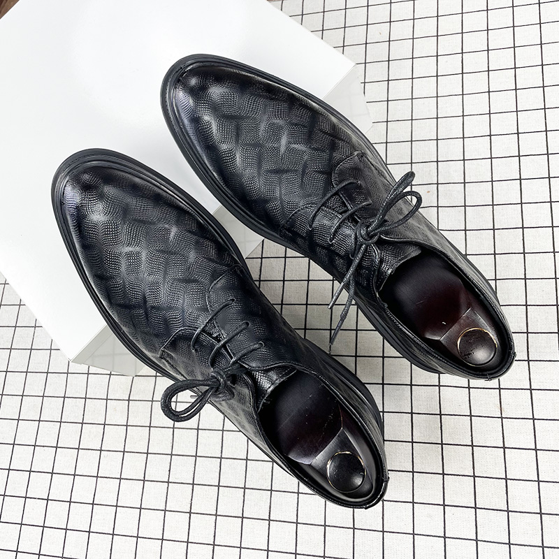 Men's Korean Style Black Leather Shoes  Business Formal Suit