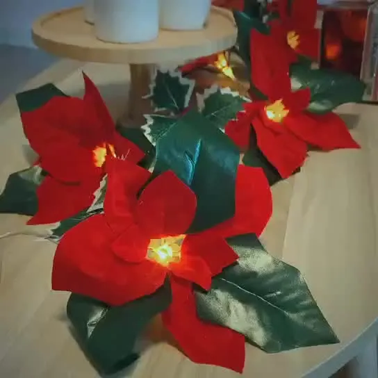 Led First Grade Christmas Lights With Red Flowers And Red Fruits For Home Decor – image 7