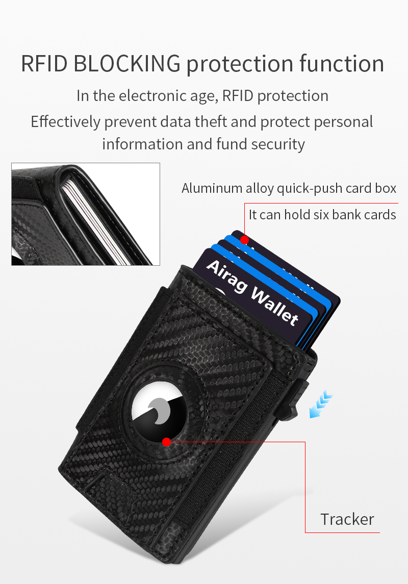 Men's Slim Wallet, RFID Metal Aluminum Shell Men's Automatic Card Ejection Wallet Card Holder