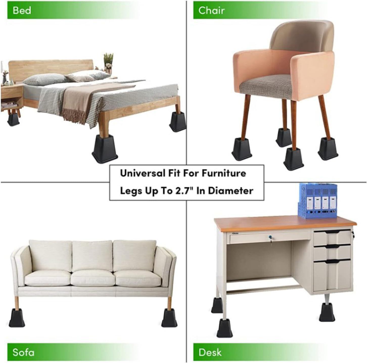4X 6 Heavy Duty Bed Chair Risers Feet Leg Lift Furniture Extra Raisers Stand UK — image 8