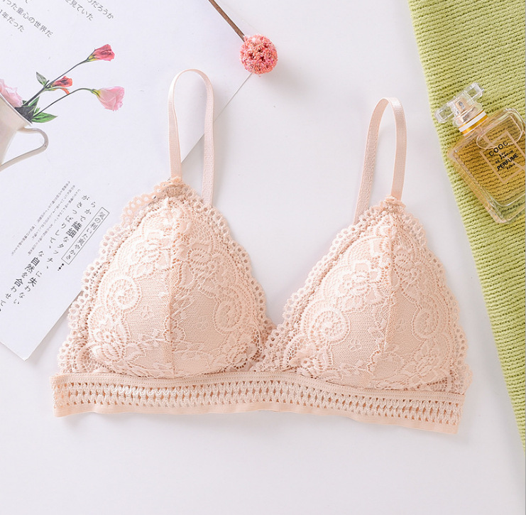 Title 1, French Triangle Cup Lace Bra Without Steel Ring...