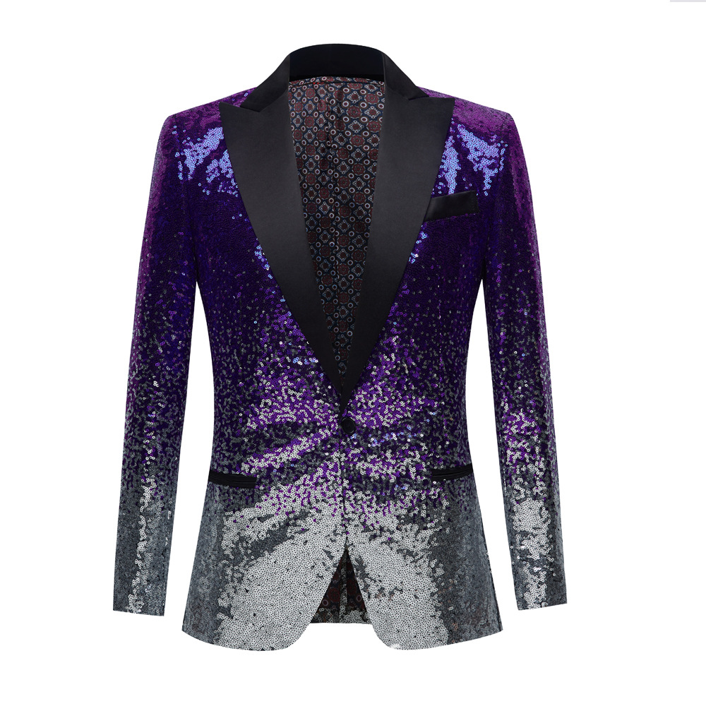 Men's Gradual Change Sequin Suit Host