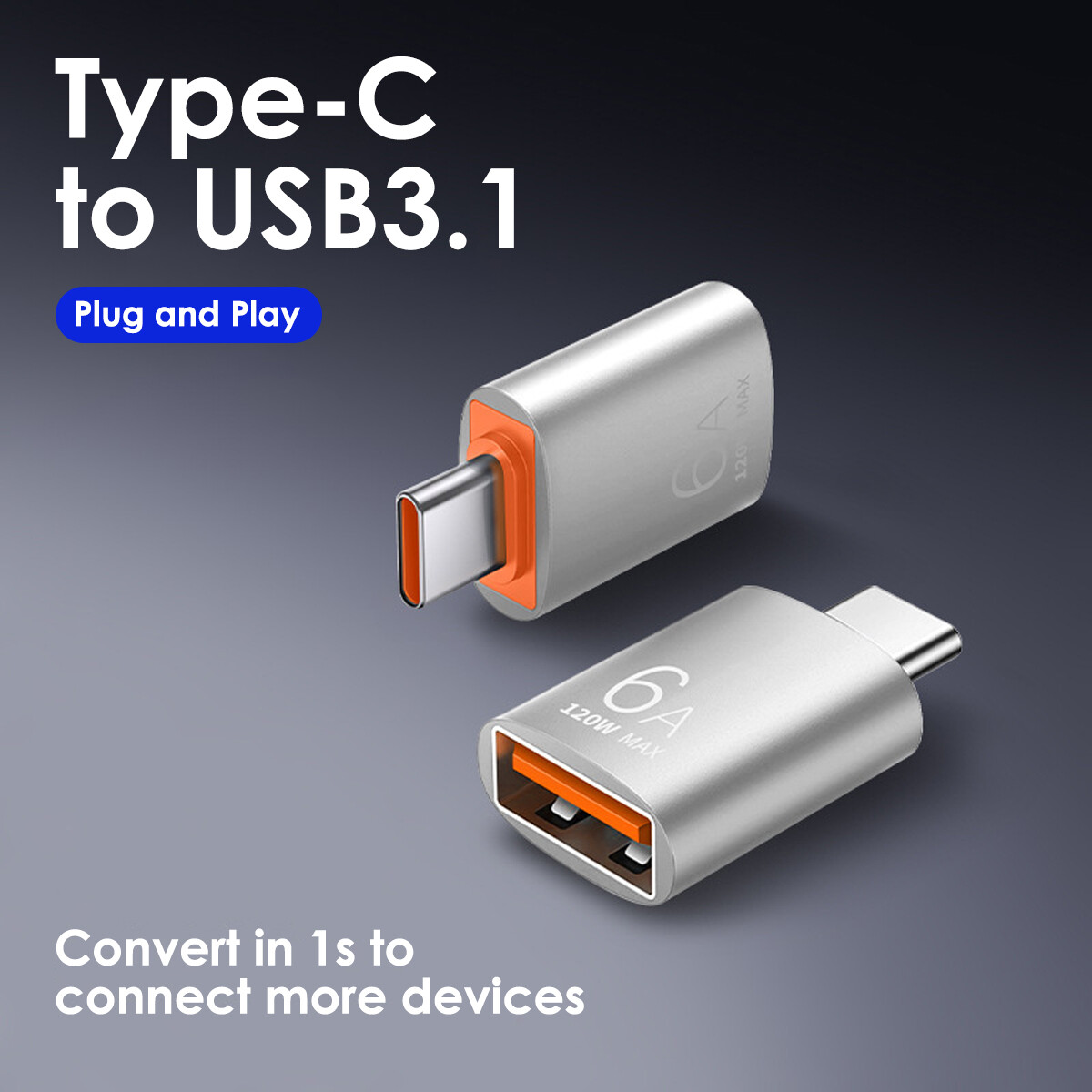 6A USB OTG Adapter USB 3.0 A Male To Type C Female Converter Fast Charger 120W