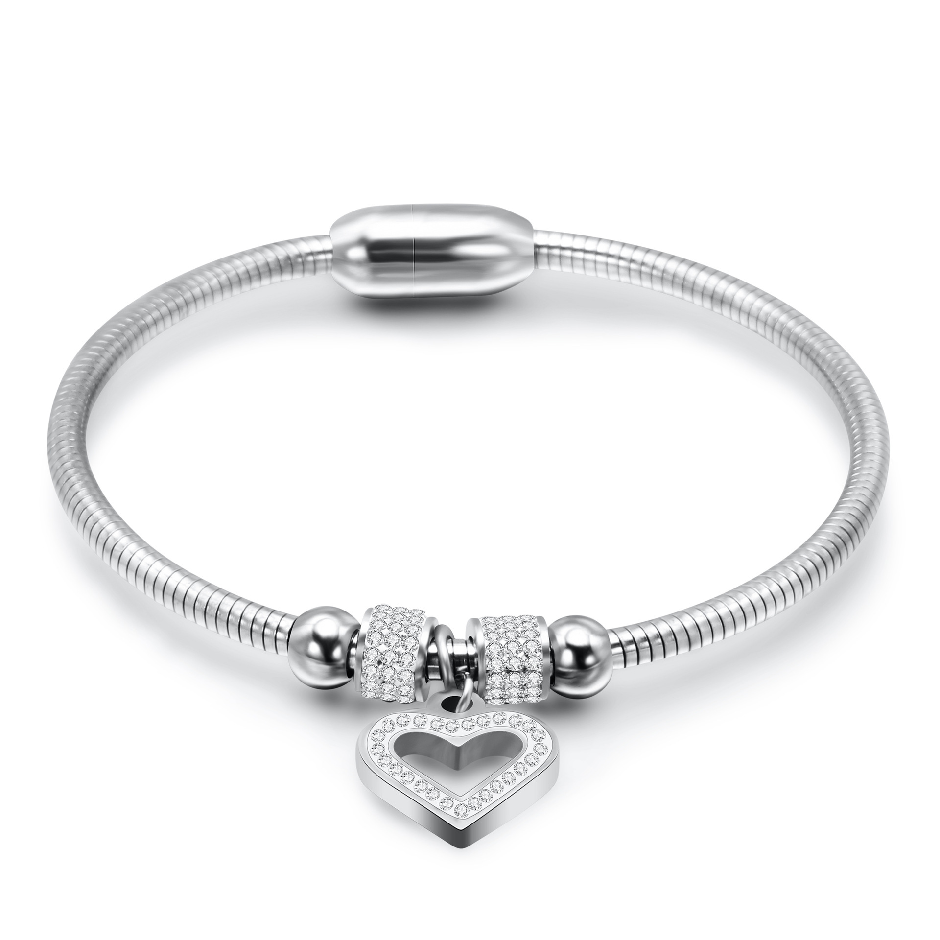 Title 3, Simple Ins Hollow Diamond Heart Titanium Steel ...