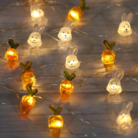 Easter LED Bunny String Lights Decoration for Home Carrot