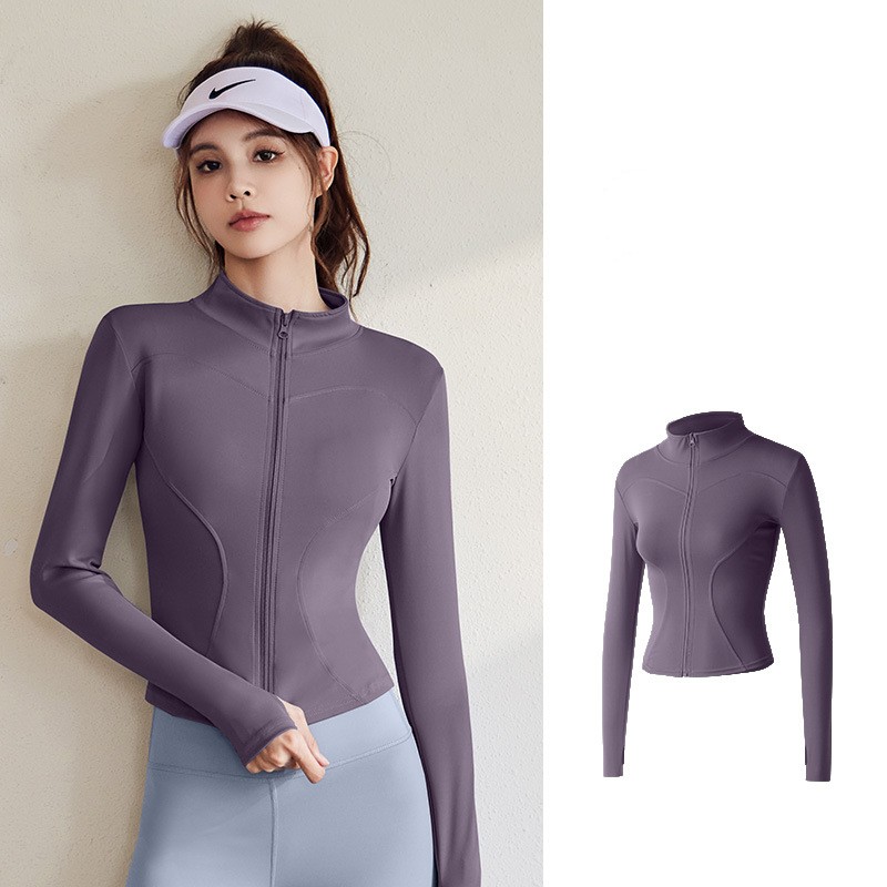 Title 6, Womens Stand Collar Elastic Slim Running Fitne...