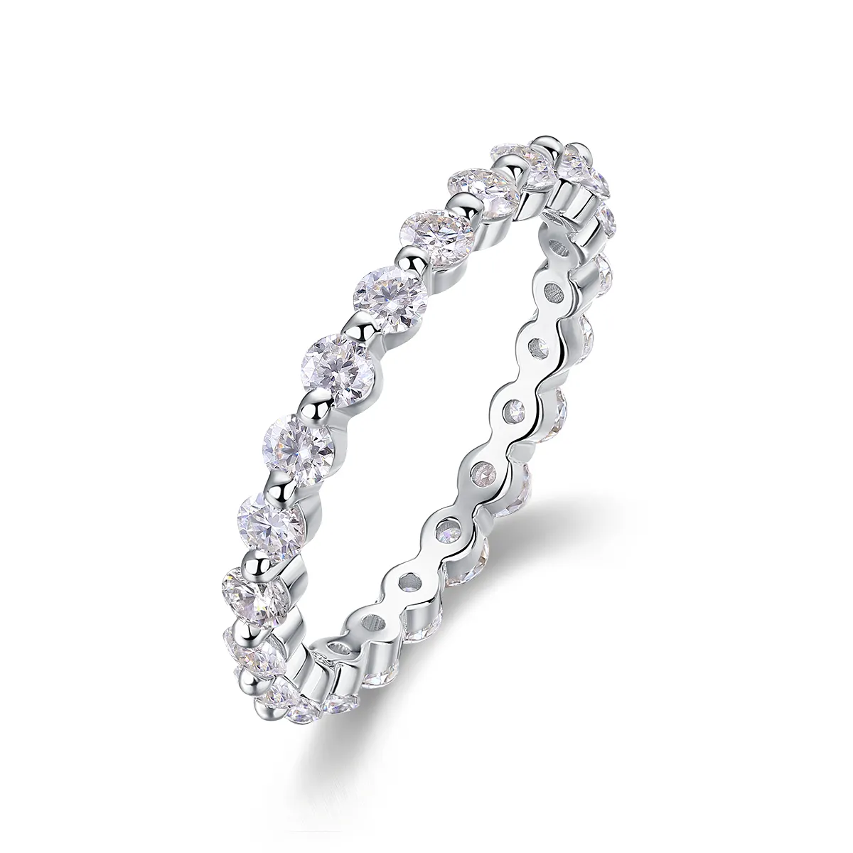 S925 Silver 1.6g Platinum Plated Moissanite Ring
