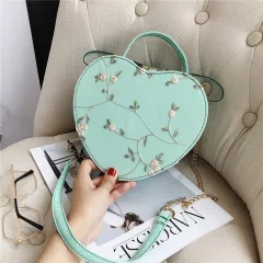 Shoulder Bag Women's Lace Peach Heart Messenger Bag - Green - View 1