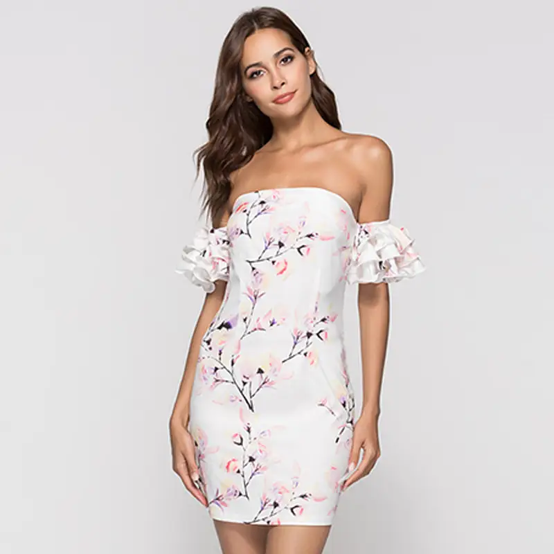 Sexy Wrapped Dress with Printed Raglan Sleeves