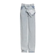 Street Personality Button High Waist Straight Wide Leg Jeans Women - Denim - View 1