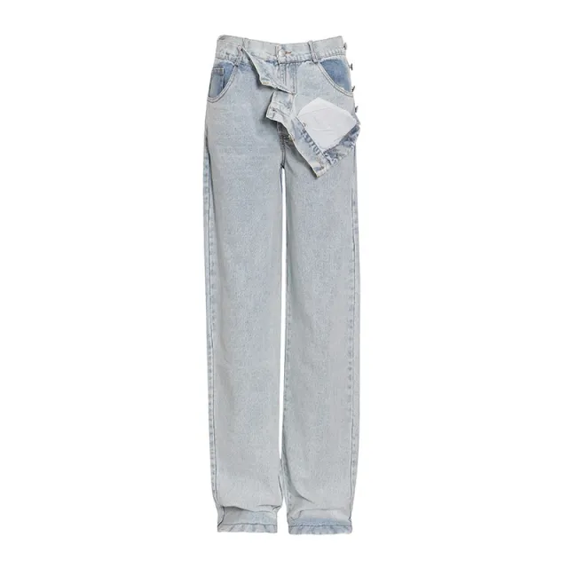Street Personality Button High Waist Straight Wide Leg Jeans Women Denim - Shop at LoveMi