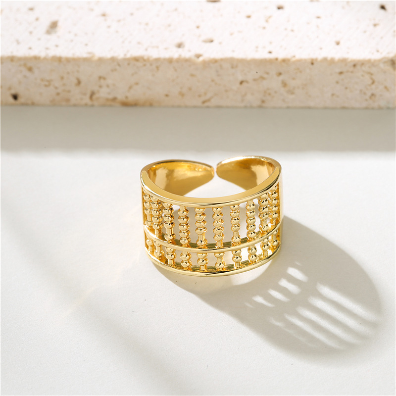 Retro Abacus Shape Geometric  Ring Female Copper Plated 18K Gold