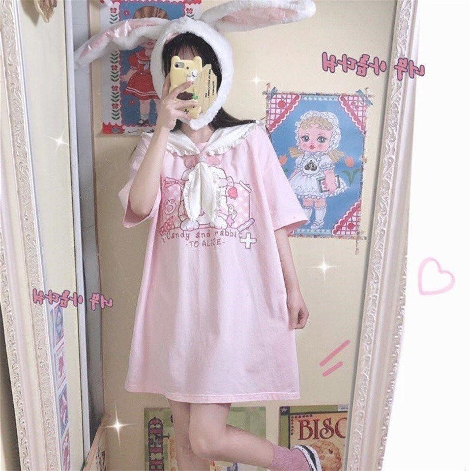 Loose Short-sleeved T-shirt Mid-length Dress