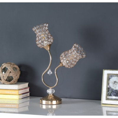 18.75 Rose Gold 2-Floral Trumpet Glam Metal Table Lamp view 5