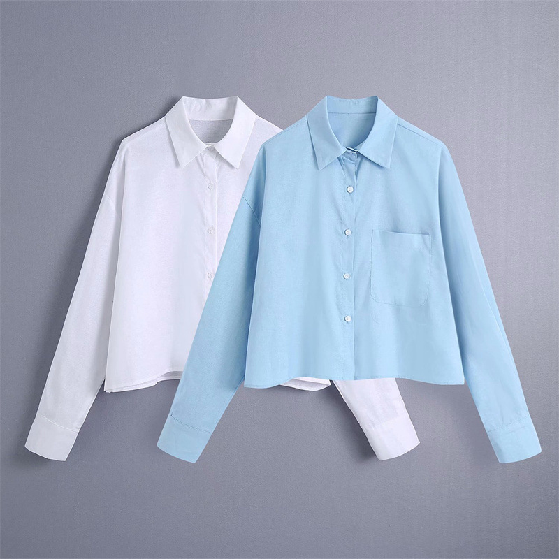College Style Pocket Linen Top Shirt