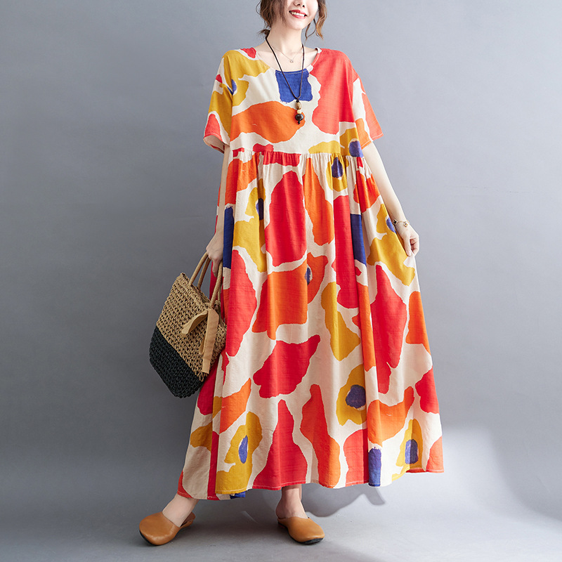 Women's Plus Size Print Short Sleeve Dress