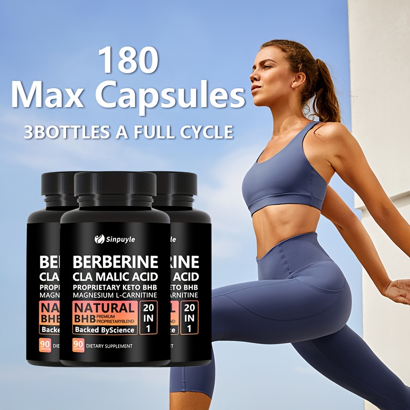 Berberine 20 In 1 Keto BHB Supplement - CLA, Malic Acid & L-Carnitine For Metabolism & Energy Support, 90 Capsules — view 4