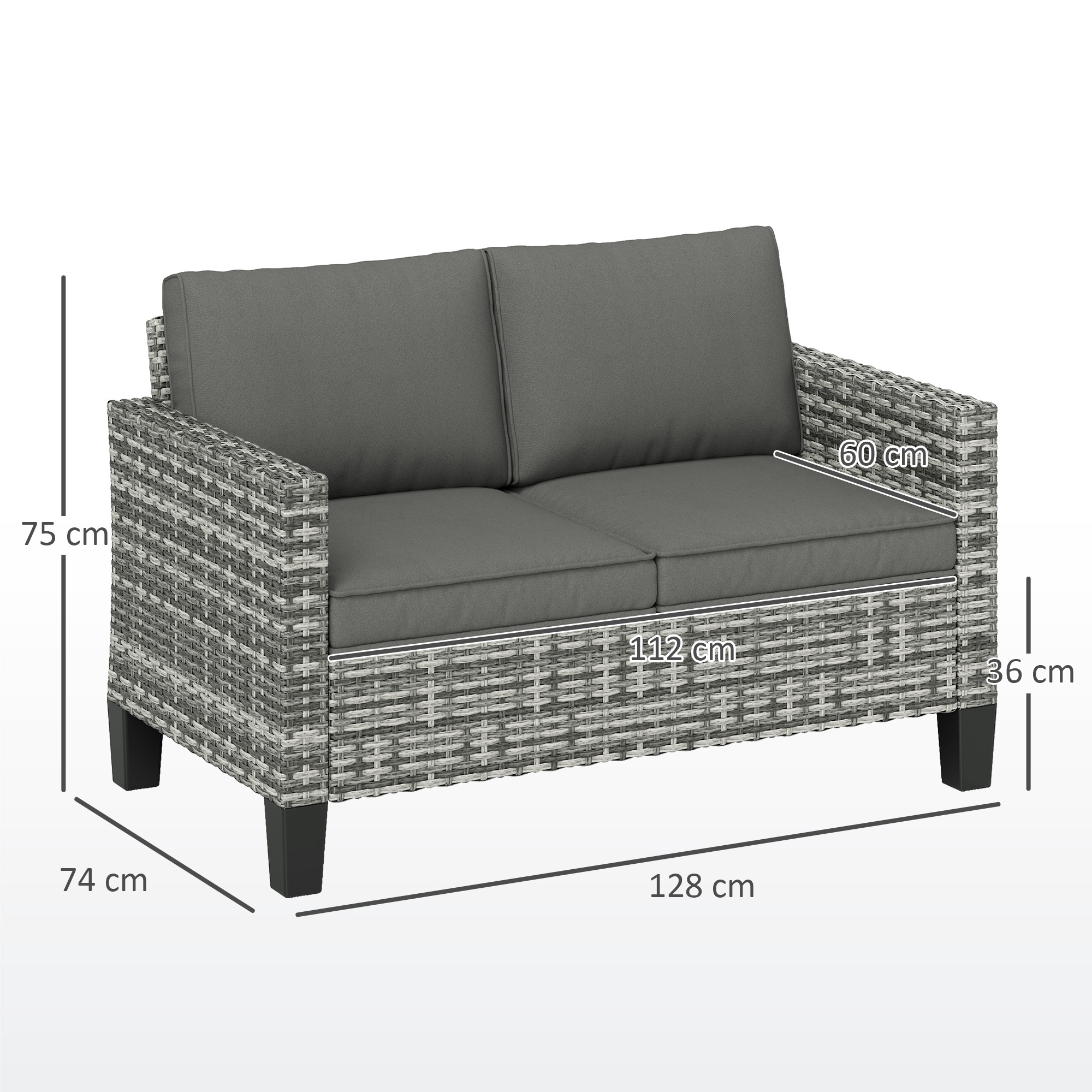 Double Rattan Outdoor Sofa - Light Gray — image 10