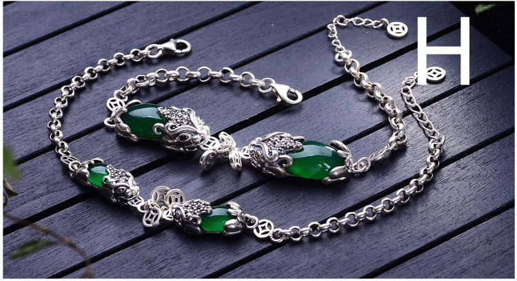 Silver Garnet Chalcedony Agate Brave Bracelet