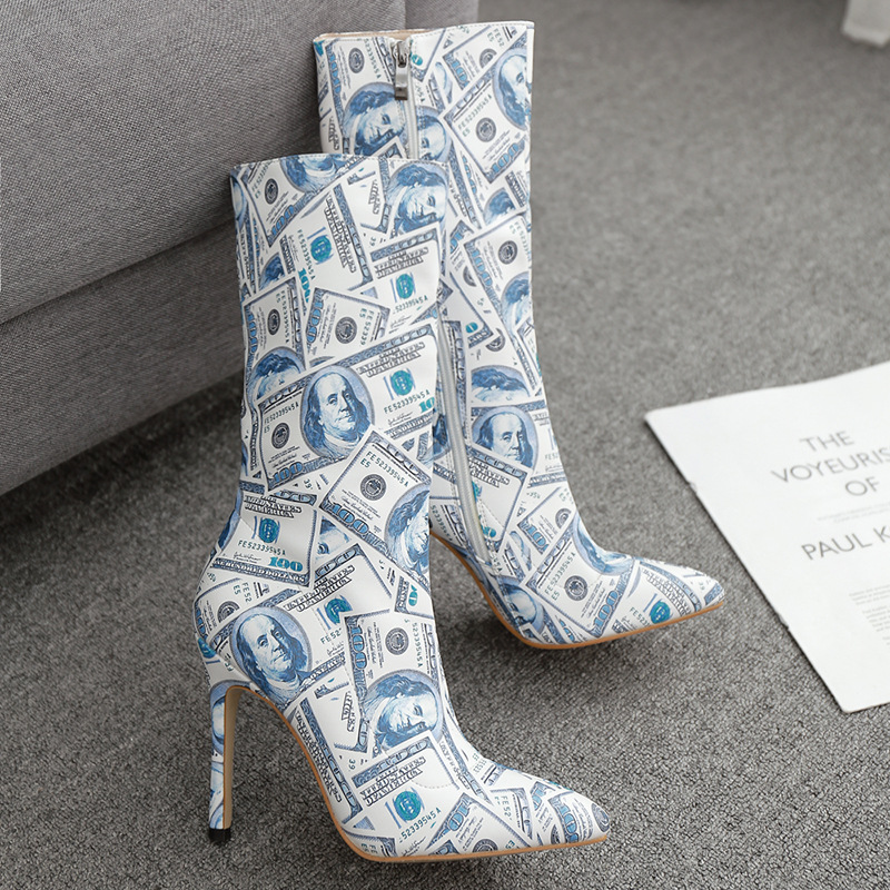 Pointed Toe Stiletto Mid Tube US Dollar Womens Boots