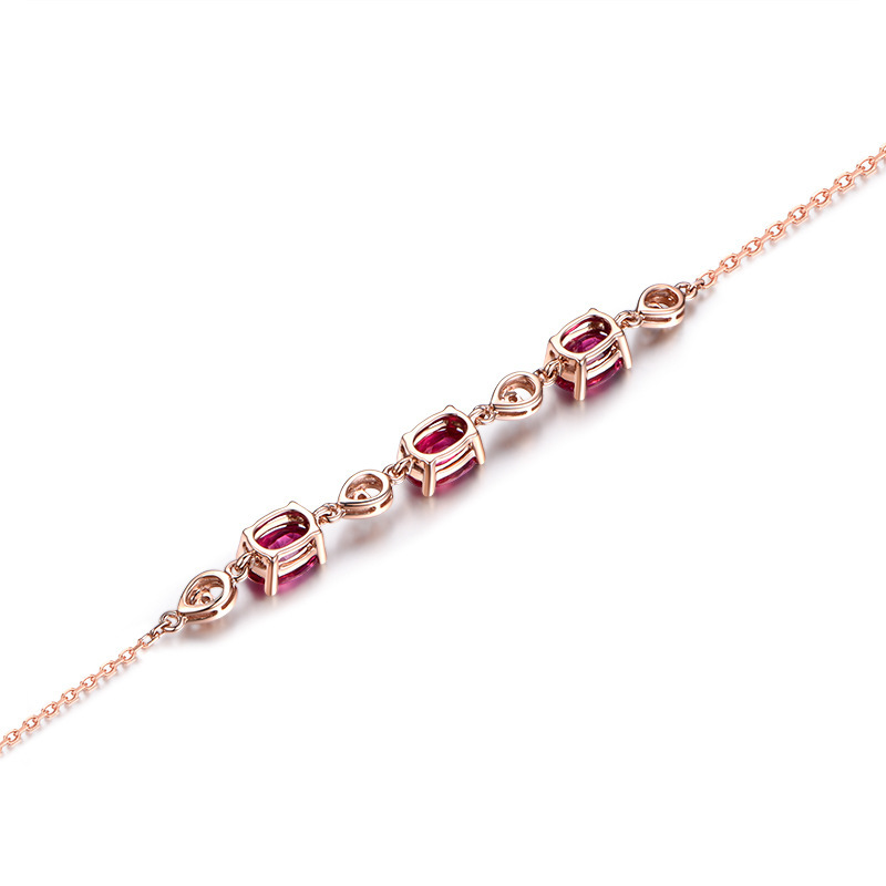 Imitation Red Tourmaline Color Gem Bracelet