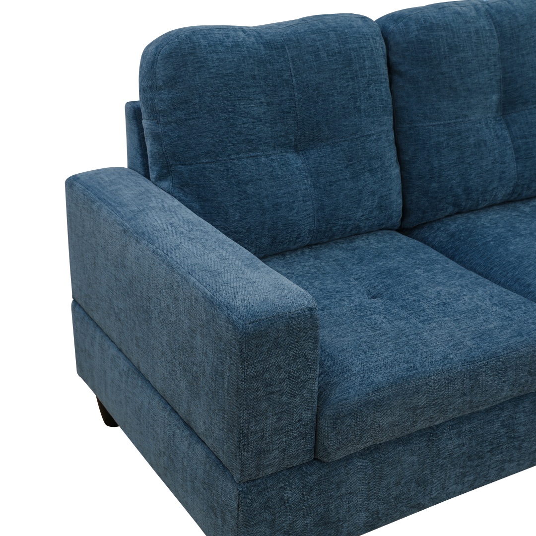 Pickup Only--Blue Flannel 3-Piece Couch Living Room Sofa Set