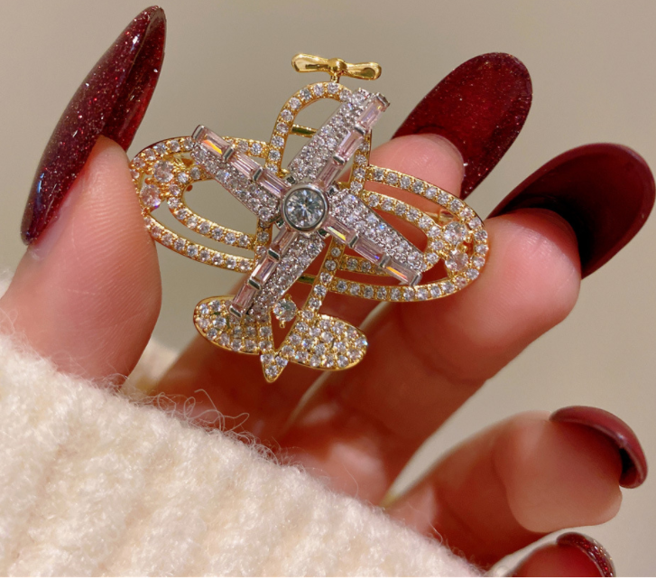 Gold-Plated Aircraft Brooch