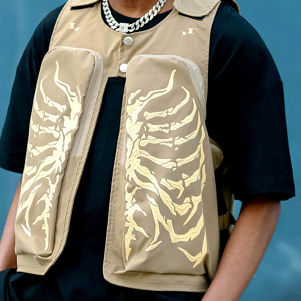 Fashion Skeleton Print Workwear Vest Men