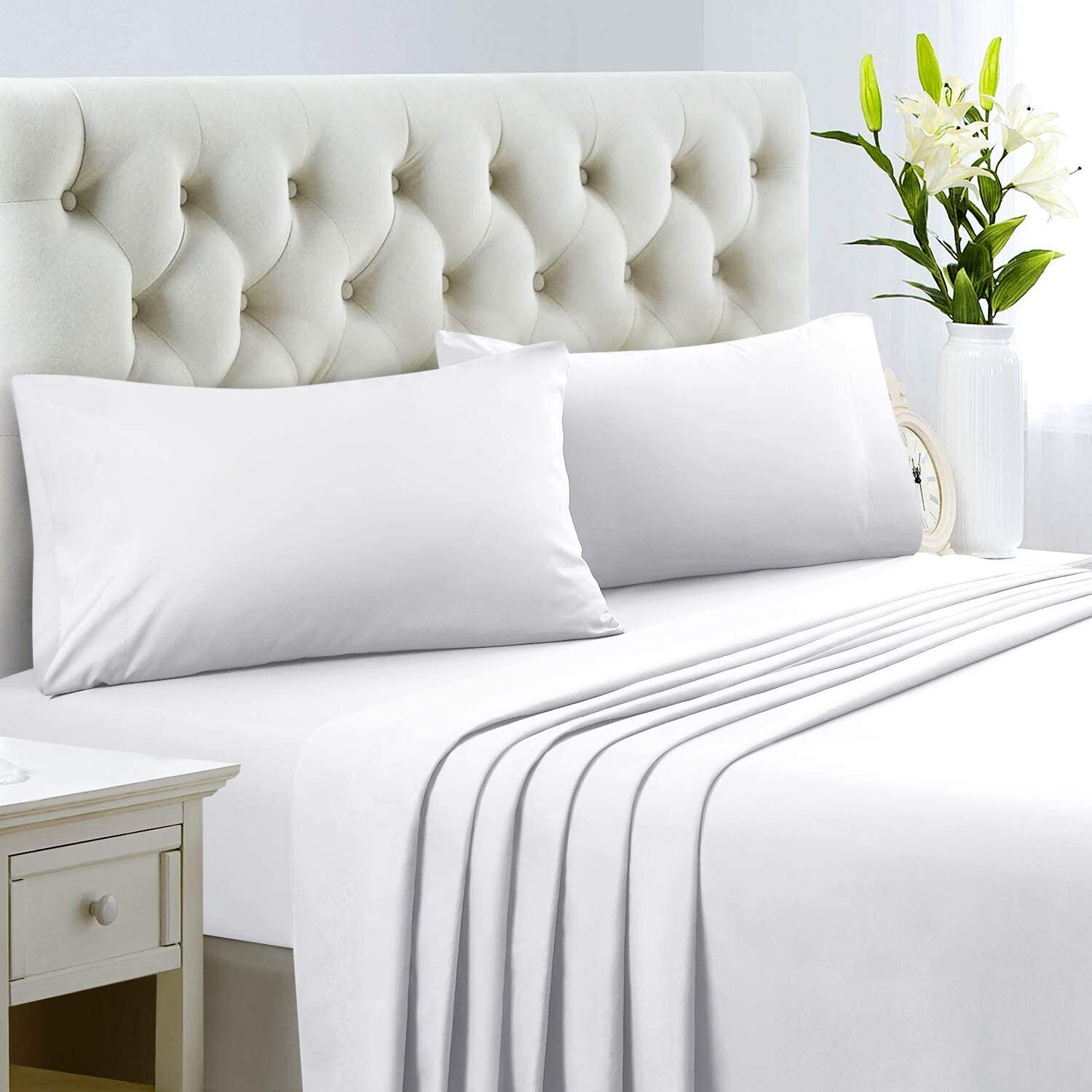 2000TC 4PCS Bed Sheet Set Single KS Double Queen King Flat Fitted Pillowcases  P Ink