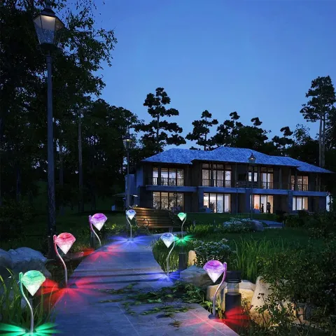 4Pcs Solar Garden Light Outdoor Diamond LED 7-Color