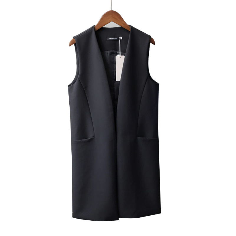 Han Fan Simple And Thin Temperament Fashion Mid-length Suit Vest Women