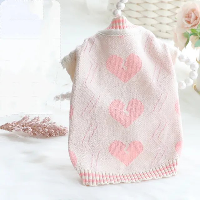 Dog Clothes Autumn And Winter Clothes Cat Princess Sweater Cardigan Pink - Shop at LoveMi