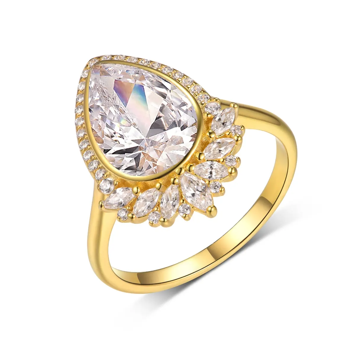 S925 Silver 4g Pear Moissanite Ring, 8x12mm