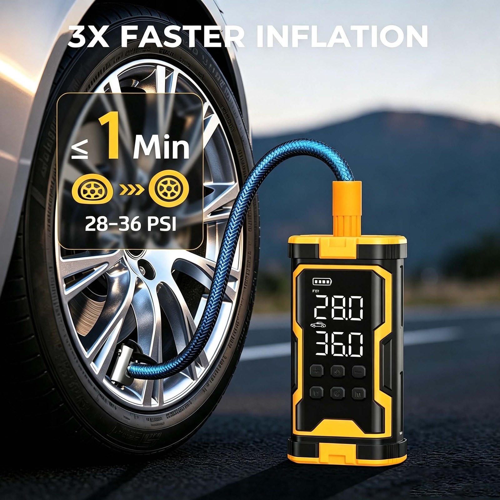 Car Tyre Inflator Cordless Digital USB Rechargeable Tire Air Compressor Pump 12V — image 7